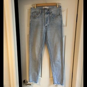 Aritzia Denim Forum Yoko High Rise Slim High Waisted Crop Slim Jeans